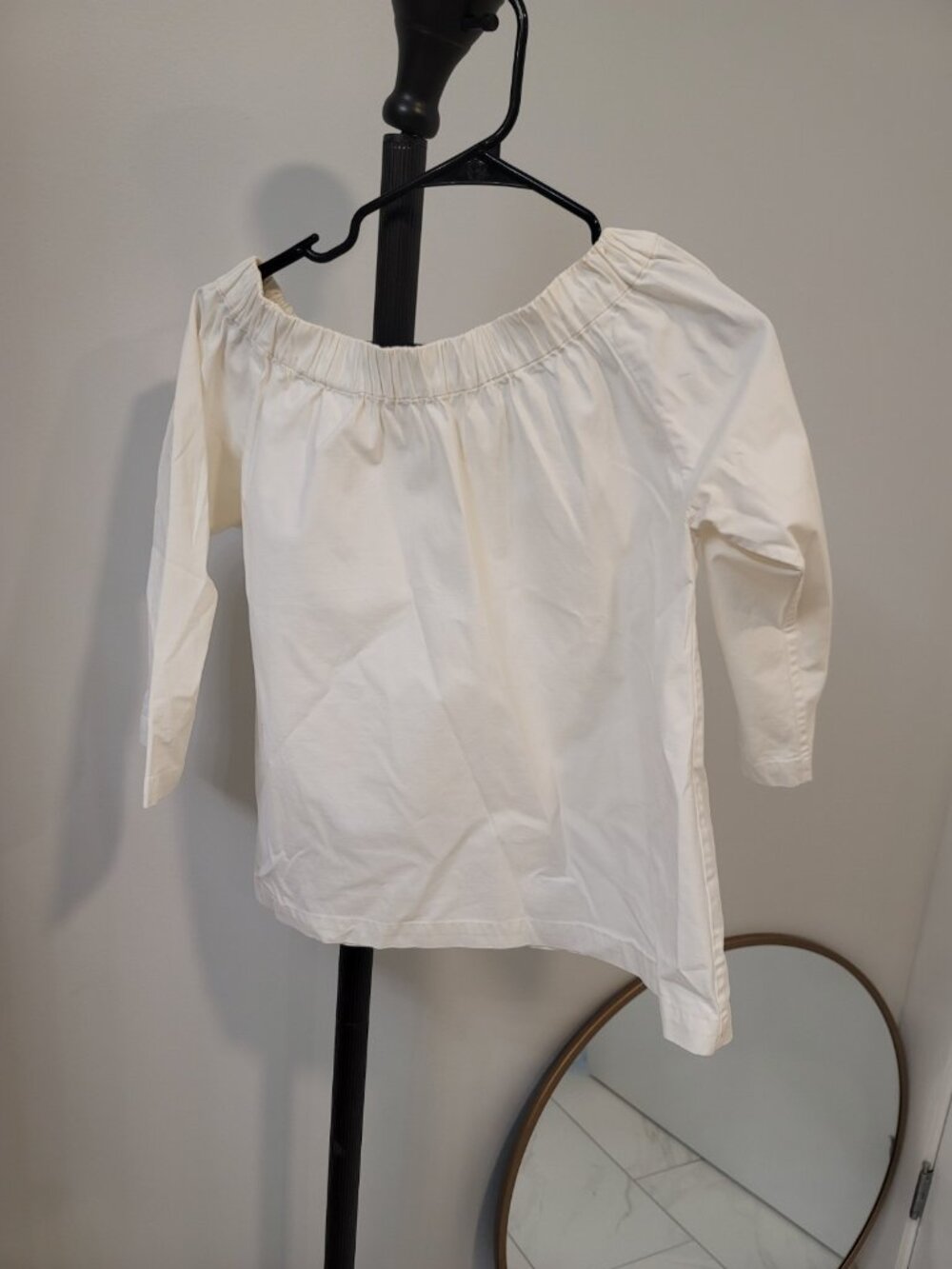 Ann Mashburn Blouse Women's Cotton Puff Sleeve Preppy White Sz Medium